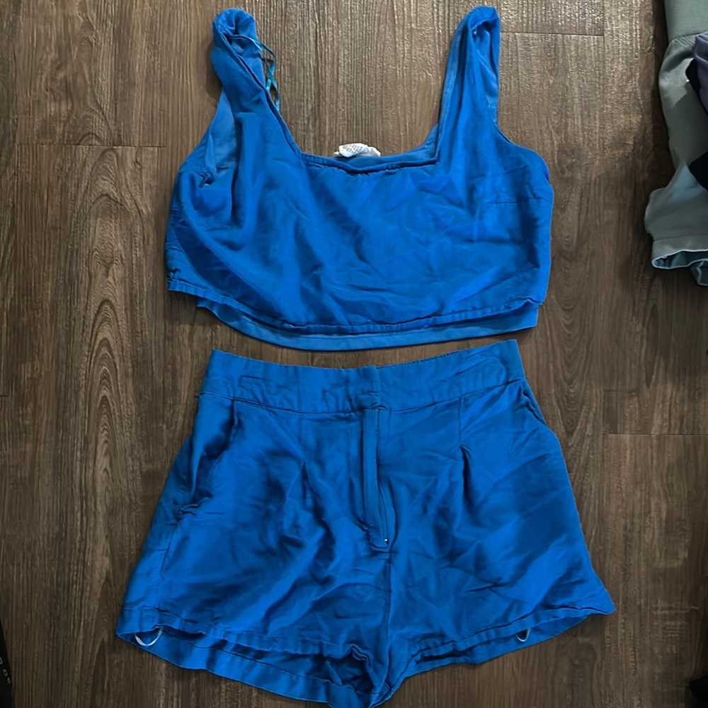 Blue Tank Top and Shorts Set